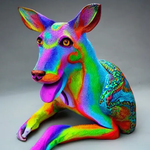 Prompt: psychedelic animal sculptures