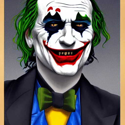 Image similar to The joker in a old Historian portrait 4K quality