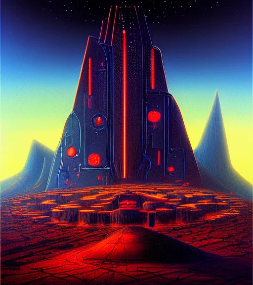 Prompt: portrait of shining city on a hill. cybertronic gadgets, vantablack cloth technology, night, rusty shapes, biotechnology, dariusz zawadzki, tim hildebrandt, wayne barlow, bruce pennington, larry elmore, oil on canvas, deep depth field, masterpiece, cinematic composition, hyperdetailed, hd, hdr