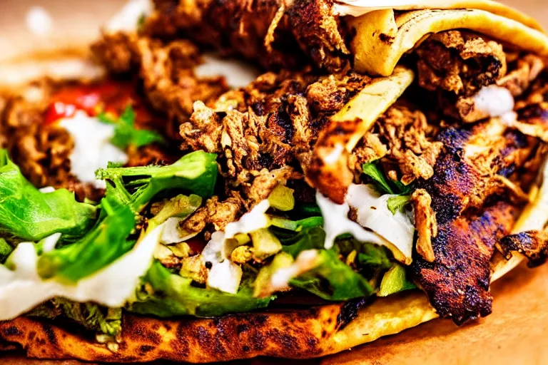 Image similar to juicy tasty shawarma. close up. food photo award winner. trending on instagram