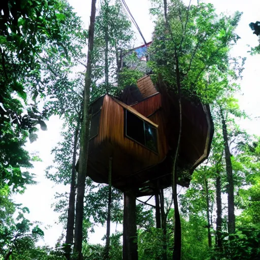 Image similar to futuristic tree house utopian forest