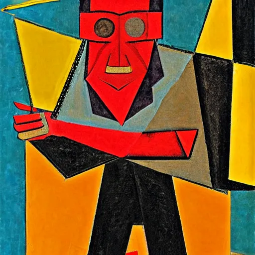 Image similar to the gimp from pulp fiction drawn by albert gleizes cubism modern art