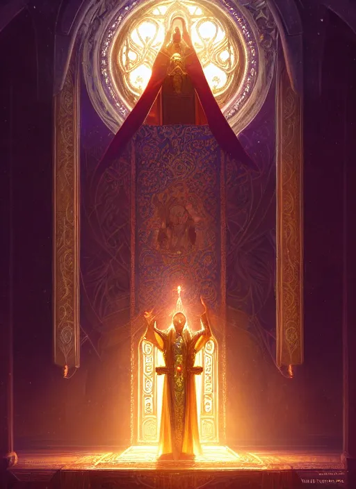 Prompt: portrait of uther the paladin, intricate, elegant, god rays, blessed altar, holy glowing lights, highly detailed, digital painting, artstation, concept art, smooth, sharp focus, illustration, art by wlop, mars ravelo and greg rutkowski