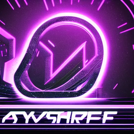 Prompt: scifi logo for a synthwave music producer, digital 3 d, black background, minimal, trending on artstation