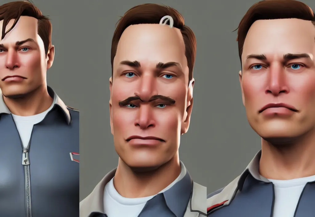 Image similar to elon musk in team fortress 2, elon musk in the video game team fortress, gameplay screenshot, close up, 3 d rendering. unreal engine. amazing likeness. very detailed.