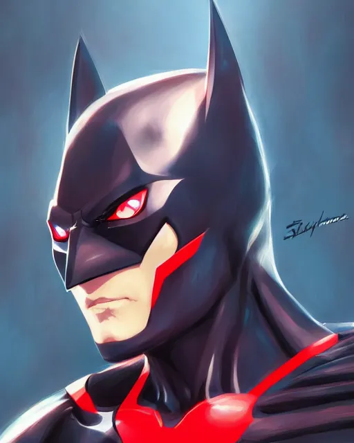 Image similar to anime portrait of Batman Beyond by Stanley Artgerm Lau, WLOP, Rossdraws, James Jean, Andrei Riabovitchev, Marc Simonetti, and Sakimichan, trending on artstation