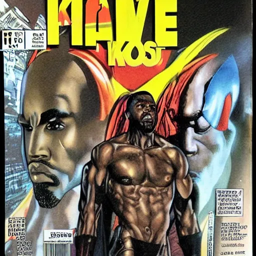 Prompt: a front cover for a comic book based on kanye west by simon bisley, detailed