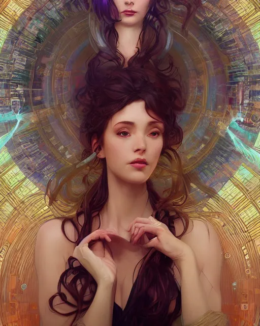 Image similar to illustration of a woman entranced bewitched mesmerized hypnotized mind controlled, spirals in eyes, by artgerm and wlop and greg rutkowski and alphonse mucha, digital art, extreme detail, realistic lighting, cinematic composition, concept art, sharp focus, colorful, photorealistic, 8 k