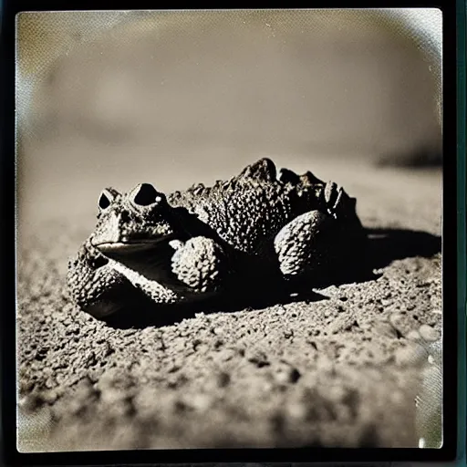 Prompt: pile of lazy toads, beautiful polaroid photo, pinhole, lomography,