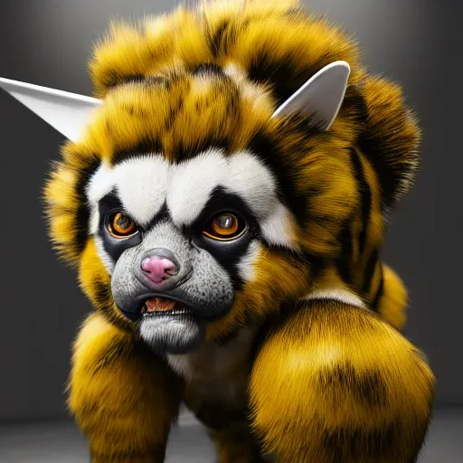 Prompt: photography of a realistic electabuzz animal, ultra detailed, 8 k, cinematic lighting, natural background, trending on artstation, pokemon