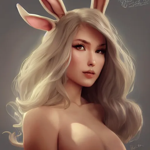 Image similar to sage ( valorant ), wearing a bunny suit, cg animation, riot entertainment, arcane, ponytail hair, realistic, character select portrait, by artgerm, greg rutkowski, alphonse mucha, 3 d, pixiv, full body