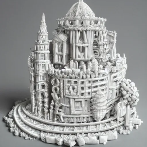 Prompt: hyper detailed sculpture out of carved sugar cubes,