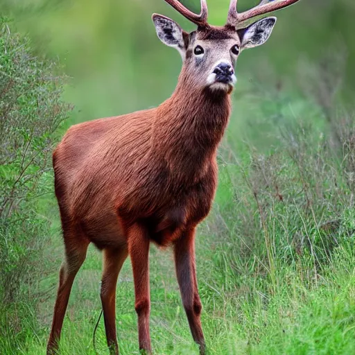 Prompt: a red deer, animal photography