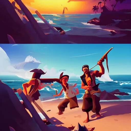 Image similar to painting treasure on sea of thieves game smooth median photoshop filter cutout vector, behance hd by jesper ejsing, by rhads, makoto shinkai and lois van baarle, ilya kuvshinov, rossdraws global illumination