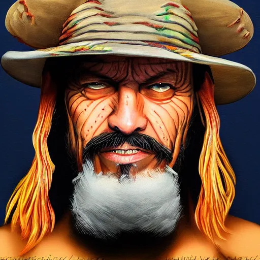 Image similar to marcho man randy savage portrait fantasy painting trending on artstation