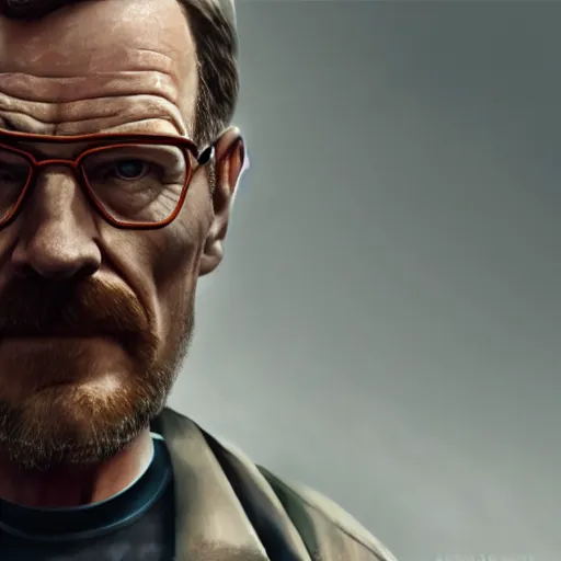 Prompt: Bryan Cranston dressed up as Gordon Freeman for Half Life Movie film still, 4k resolution, 8k resolution, HD Quality, highly detailed, very detailed, detailed, studio quality lighting, digital art, trending on artstation, Dramatic, Dramatic Lighting, Dramatic Angle, Epic, film still