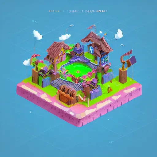 Prompt: cute isometric valhalla