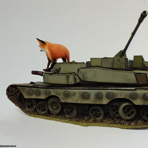 Prompt: a fox that got transformed into a panzer tank, extremely detailed,