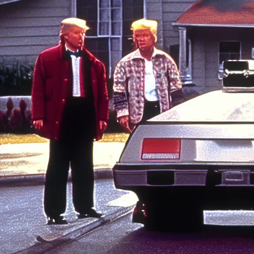 Image similar to donald trump in back to the future, 8k resolution, full HD, cinematic lighting, award winning, anatomically correct