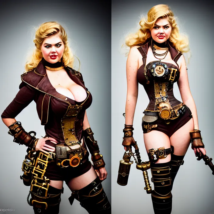 Image similar to full body photograph of kate upton as a steampunk warrior. extremely detailed. dslr. 8 5 mm.