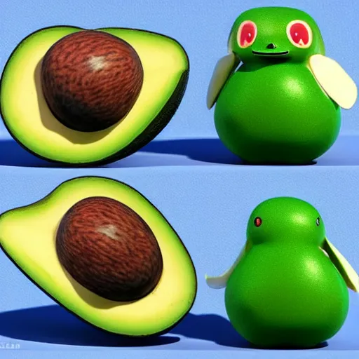 Prompt: a mallard duck that is also an avocado, japanese cute style, highly detailed, 8k, kawaii, anime, pokemon