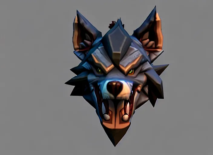 Prompt: wolf head, stylized stl, 3 d render, activision blizzard style, hearthstone style, darksiders style, michael vicente style