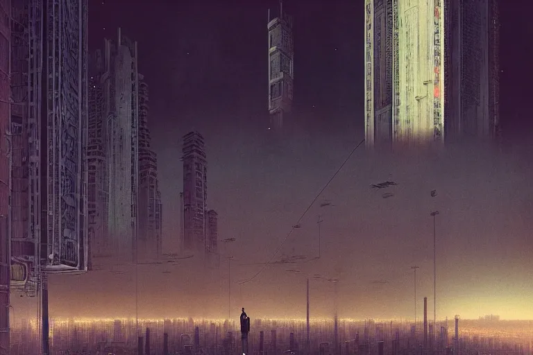 Prompt: a scifi illustration, Night City on Coruscant by zhang kechun