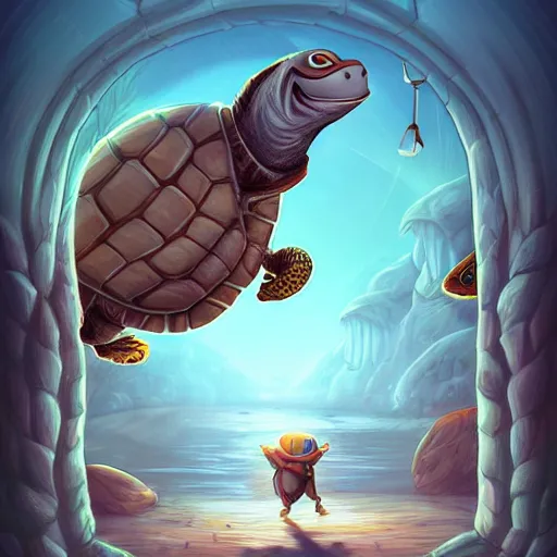 Prompt: anthropomorphic turtle hero by cyril rolando