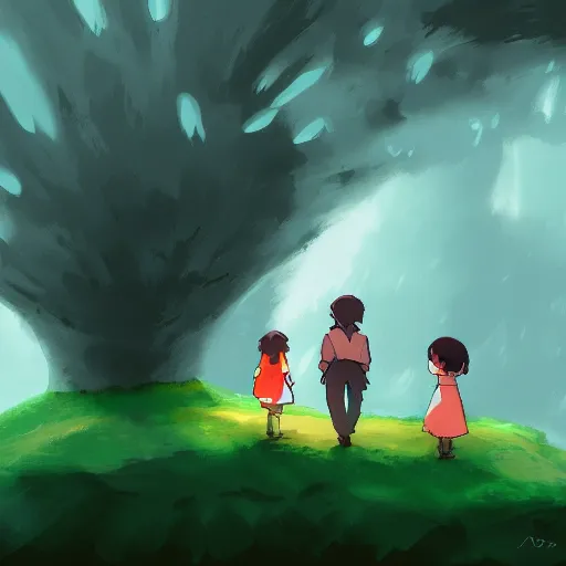 Prompt: a new happier day, digital art, inspired by andreas rocha and studio ghibli