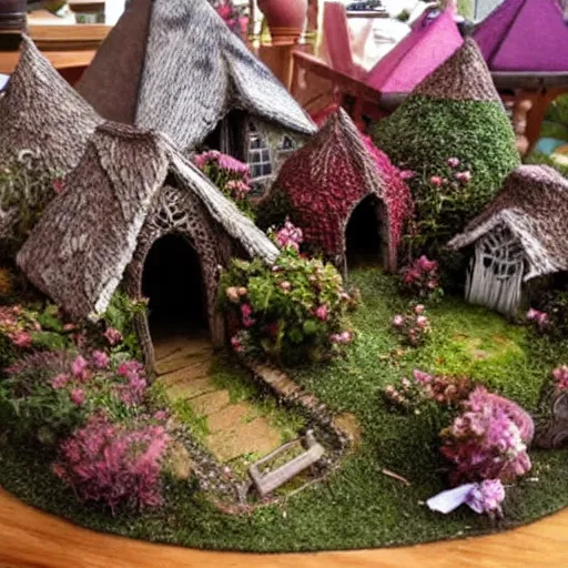 Prompt: Intricate five star Fairy Village in the woods