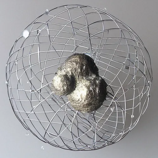 Prompt: the heat death of the universe, wire sculpture, realistic silver metal wire sculpture, detailed and intricate, outer space cosmos