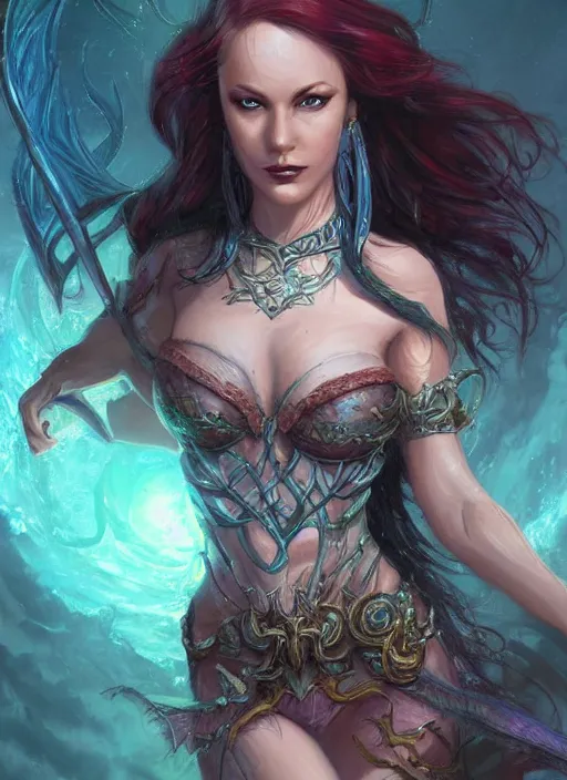 Prompt: female siren, ultra detailed fantasy, dndbeyond, bright, colourful, realistic, dnd character portrait, full body, pathfinder, pinterest, art by ralph horsley, dnd, rpg, lotr game design fanart by concept art, behance hd, artstation, deviantart, hdr render in unreal engine 5