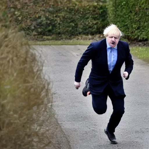 Prompt: Photo of Boris Johnson running