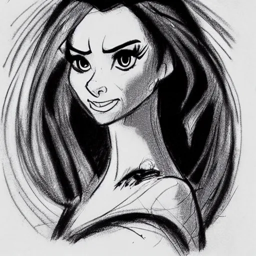 Prompt: milt kahl sketch of princess padme from star wars episode 3 with hair tendrils