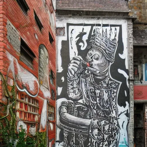 Image similar to transylvanian folk art, in the style of graffiti, made by phlegm