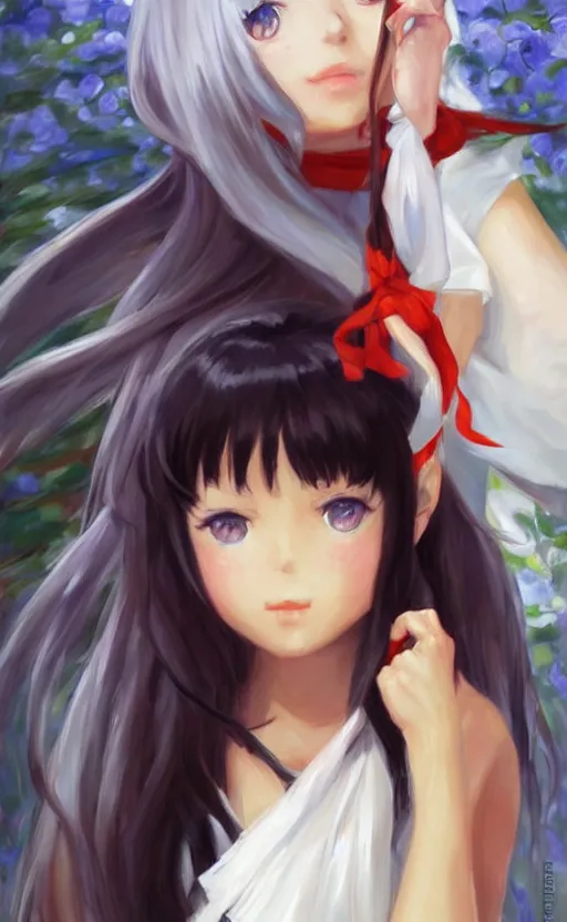 Image similar to Kagome higurashi fanart. By Konstantin Razumov, highly detailded