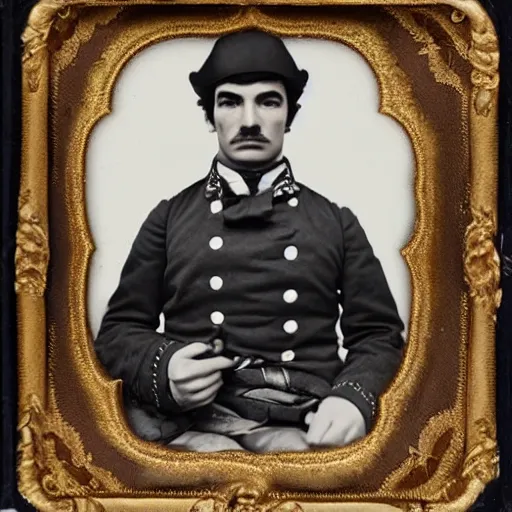 Prompt: a daguerreotype of nathan fielder dressed as a civil war soldier, detailed, realistic,