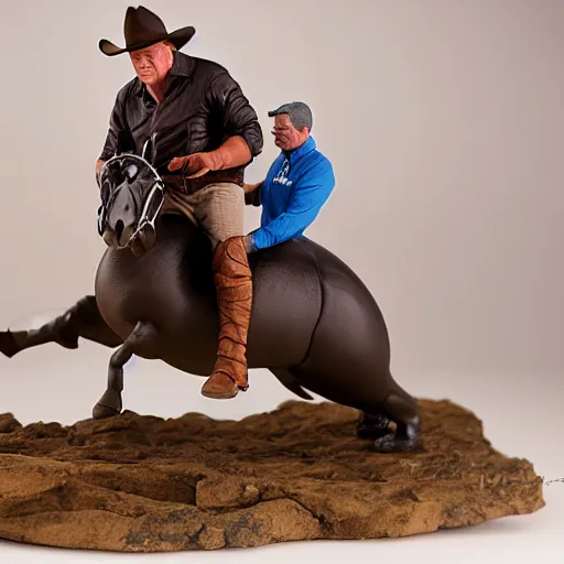 Image similar to john wayne riding a dolphin. action figure by hot toys. studio lighting.