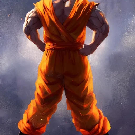 Image similar to henry cavill as goku, au naturel, hyper detailed, digital art, trending in artstation, cinematic lighting, studio quality, smooth render, unreal engine 5 rendered, octane rendered, art style by klimt and nixeu and ian sprigger and wlop and krenz cushart