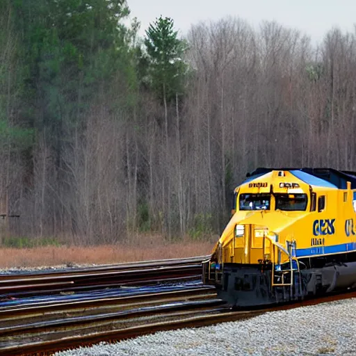 Image similar to csx locomotive running through walmart