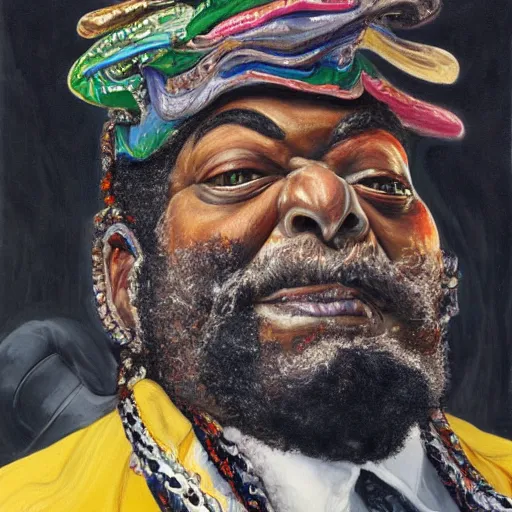 Image similar to high quality high detail painting by lucian freud, hd, portrait of george clinton, parliament - funkadelic