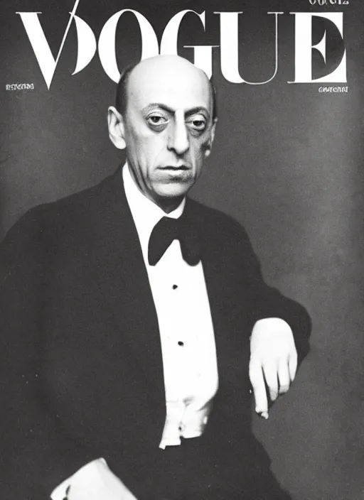 Prompt: Arnold Schoenberg on the cover of Vogue