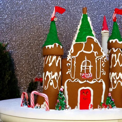 Image similar to gingerbread house castle, by walt disney