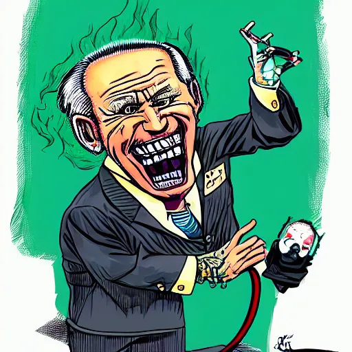 Image similar to freaky portrait of Joe Biden as Rat Fink by Ed 'Big Daddy' Roth and Junji Ito