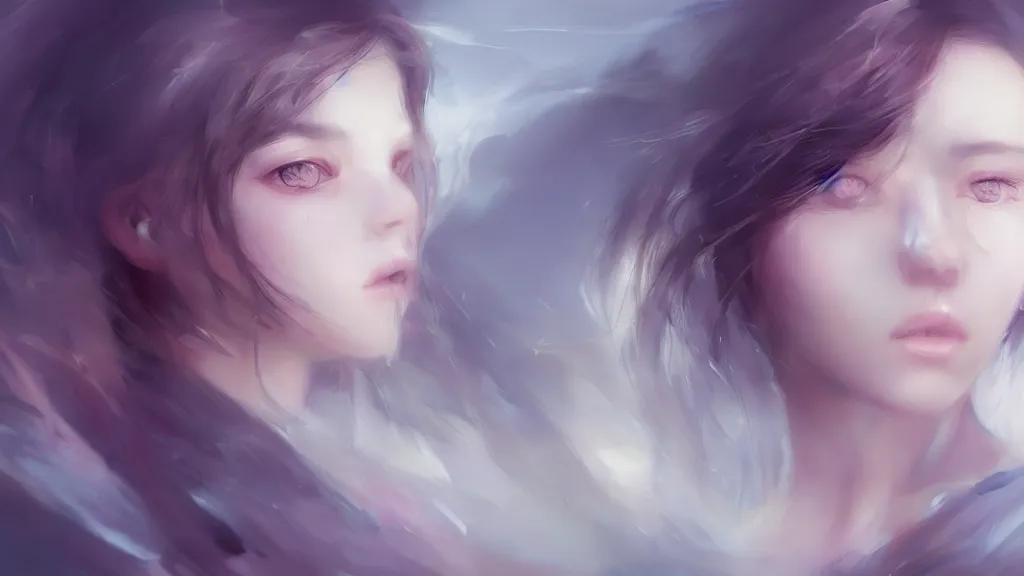 Prompt: A portrait of a beautiful and dreamy girl with volumetric displacement by WLOP