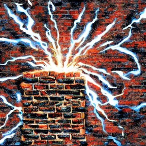 Prompt: an brick elemental, whirling energy made of bricks, dramatic, cinematic, by simon bisley