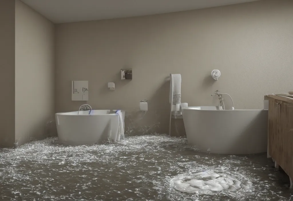 Image similar to kodak portra 4 0 0 photographic and realistic, interior of a bathroom, detailed, octane render, unreal engine, 4 k, artstation, hyper realistic, wide angle, floor flooded with curdled milk, river, objects that float, 3 5 mm, sharp focus, soft light, volumetric light, in the style of gregory crewdson