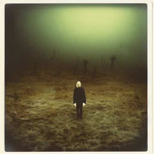 Prompt: polaroid by andrei tarkovsky and stephen gammell, surreal fever ray video of nordic house with sprials of fog pouring out of every window, rim light, shot at night with studio lights, liminal space, photorealistic, high definition, technicolor, award - winning photography, masterpiece, amazing colors,