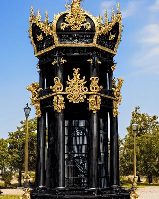 Image similar to royal ornate black ebony throne of realistic detailed owl sanctuary stronghold fortress with golden filigree carved out of ivory, gold royal columns