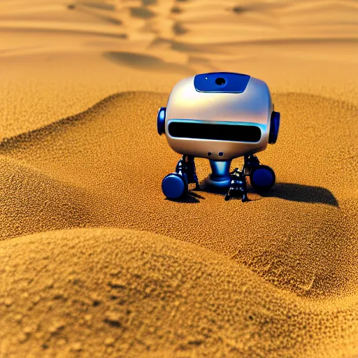 Prompt: a cute little robot out sand. super realistic 8 k render of a elegant, cinematic composition